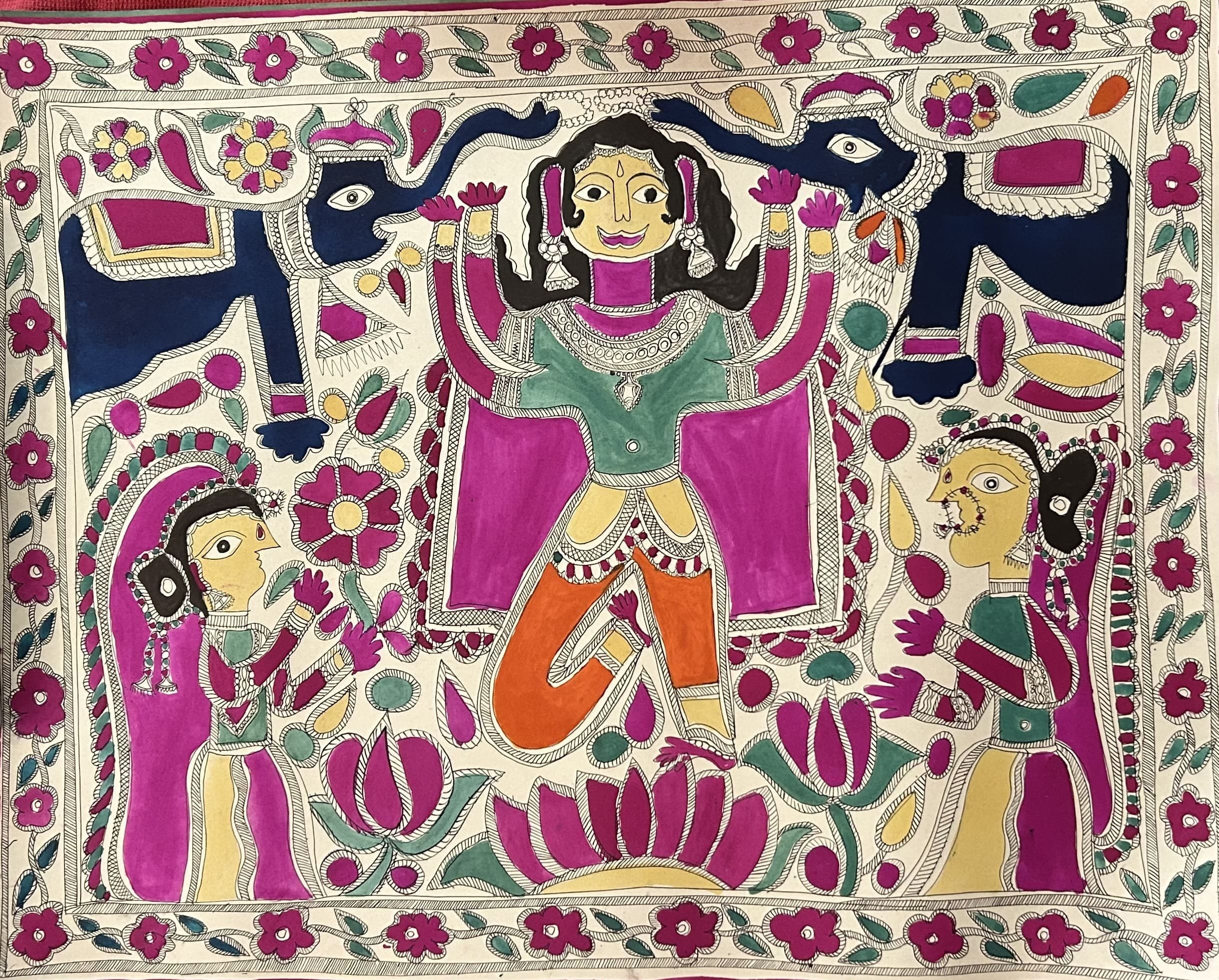 Untitled (Gajalakshmi with attendants)